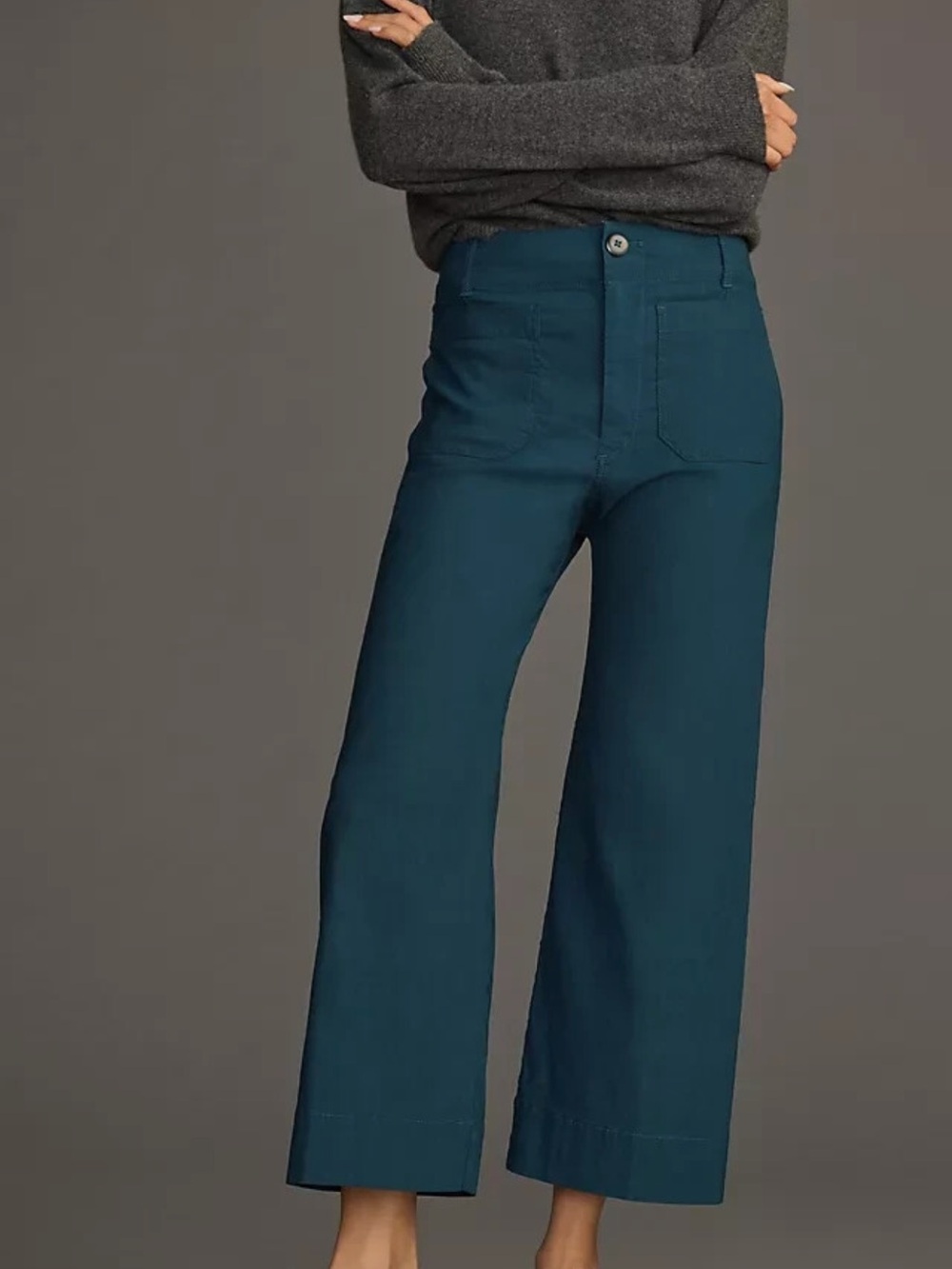 NWOT Maeve The Colette Magic Fabric Teal Wide-Leg High-Rise Cropped Pants